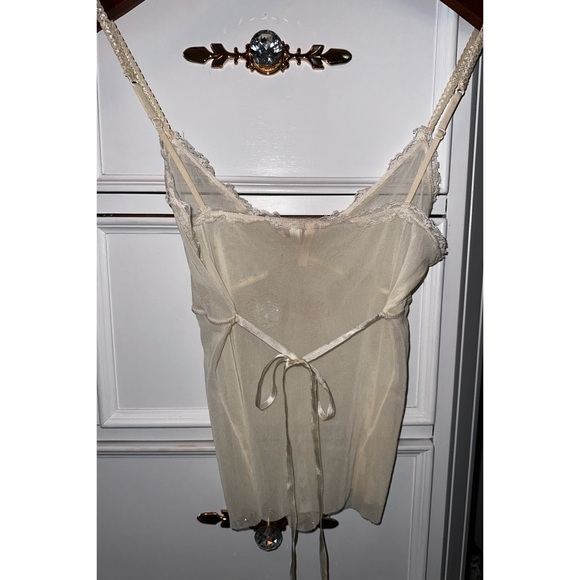 RARE Y2K True Vintage, Abercrombie & Fitch cream, sheer, lace camisole, Sz M - Picture 15 of 16